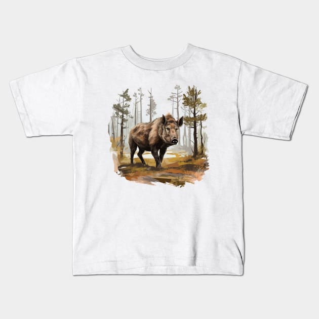 Wild Boar Kids T-Shirt by zooleisurelife